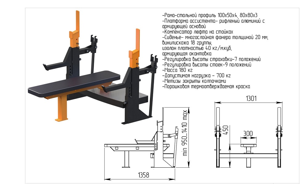 Жимовая лавка чертеж